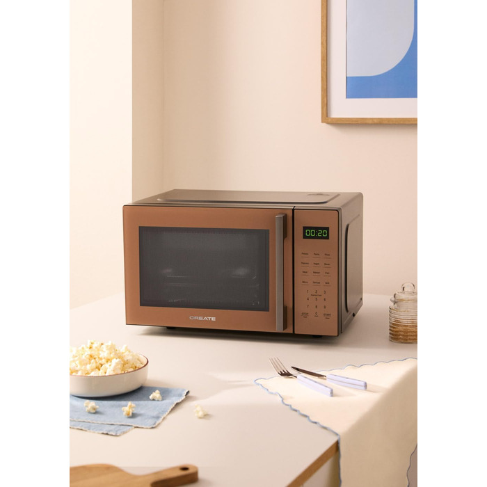 Мікрохвильова піч з грилем Microwave Studio Mokka, 20 л, ретро-стиль, 900 Вт, LCD-дисплей