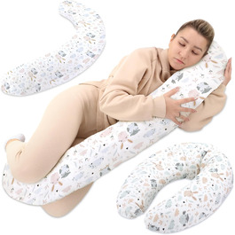 Подушка для вагітних та годування Totsy Baby XXL, 190 см, бавовна, для сну на боці, з совами
