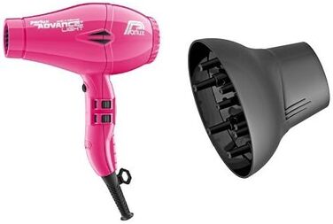 Фен Parlux Advance Light Ceramic & Ionic, рожевий, з дифузором Softstyler, професійний фен для волосся
