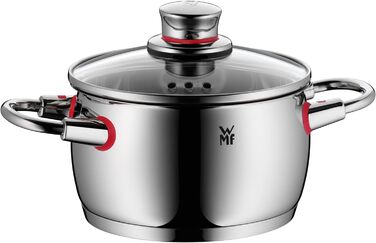 Набір каструль WMF Quality One 5 шт для індукції, полірована нержавіюча сталь з кришками, без покриття, з паровідводом