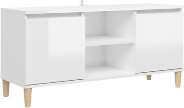 ТВ тумба vidaXL з масиву дерева, глянцева, 103,5x35x50 см, біла