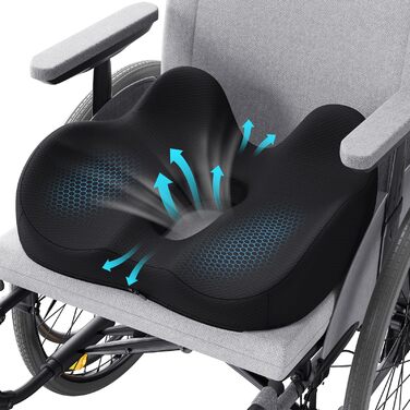 Ергономічна подушка для сидіння Benazcap у формі пончика з ефектом пам'яті (Memory Foam) для офісу та авто, чорна