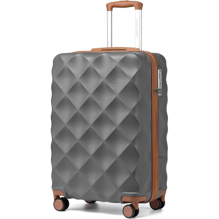 Жорсткий валізу для ручної поклажі British Traveller 54x36,5x21,5 см, ABS+PC, із TSA-замком, сірий, розмір M