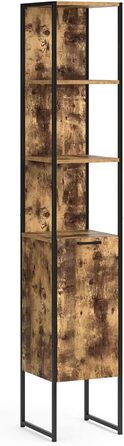 Високий шафа для ванної Vicco Fyrk, рустикальний дуб/чорний, 33x185 см, антикварне дерево