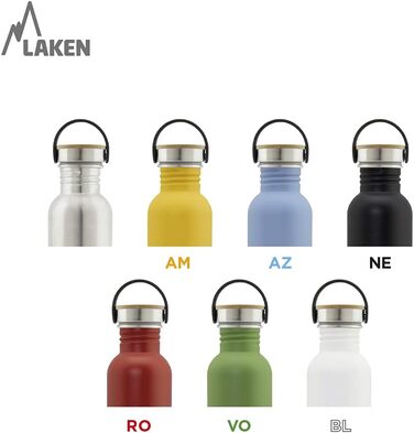 Пляшка для води Laken BSB100 зі гвинтовою кришкою, алюмінієва, срібляста, 1000 мл