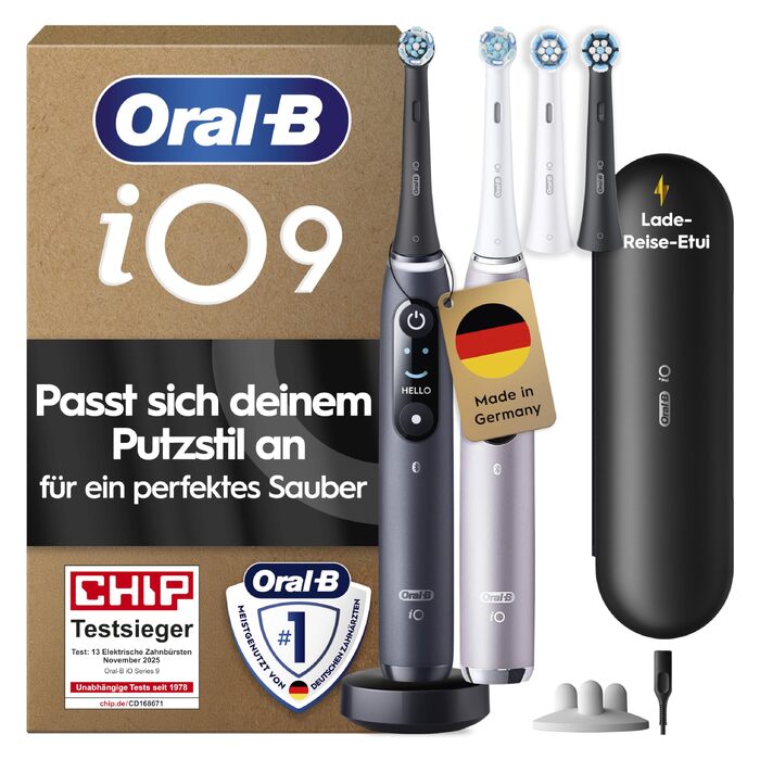 Електрична зубна щітка Oral-B iO Series 9, Black Onyx, набір з 2 шт. (Rose Quartz)