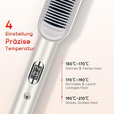 Іонна щітка-випрямляч для волосся PARWIN PRO BEAUTY з LED-індикатором, 4 температурні режими, захист від опіків, шампань срібло