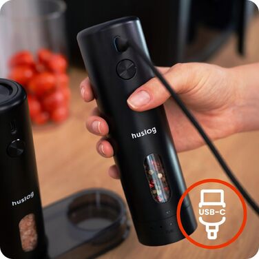 Набір електричних млинків для солі та перцю Gravity, з LED-підсвіткою та регулюванням помолу, 85 мл, елегантний дизайн