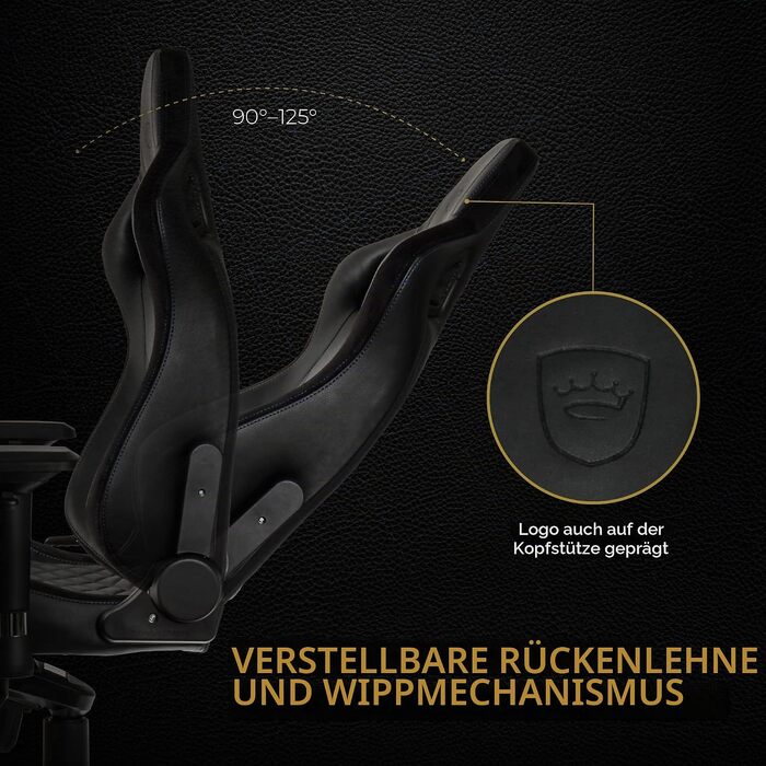 Ігрове крісло noblechairs EPIC для геймерів та офісу, екошкіра PU, чорний/синій