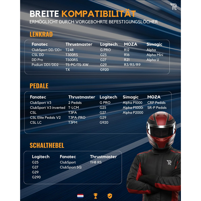 Ігрове крісло для симулятора Ranqer Racing Seat: ергономічне сидіння з екошкіри для SimRacing (PC, PlayStation, Xbox)