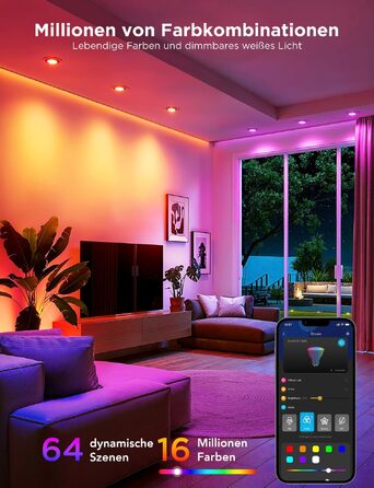Розумні LED лампи Govee GU10 RGBWW, підтримка Matter, Alexa, Google Home, керування через Wi-Fi, зміна кольорів, синхронізація з музикою, диммер, набір 2 шт.