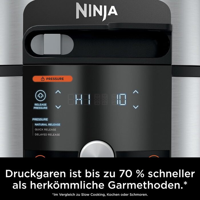 Мультиварка Ninja Foodi MAX 7,5 л 14-в-1 з розумною кришкою, скороварка, аерофритюрниця, повільноварка, термощуп, нержавіюча сталь, OL750EU