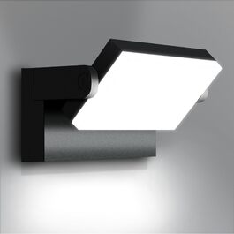 Стіна LED-світильник Kingwen 40W, сучасний водонепроникний світильник для вулиці та дому IP65, поворотна панель 360°, чорний, для гаража та тераси (6000K)