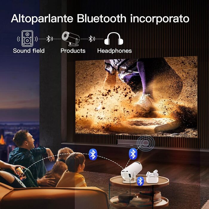 Портативний проєктор LYNCAST HY300 Pro: Wi-Fi, Bluetooth, Android 11, 1080P/4K, обертання 180°, для дому та на вулиці