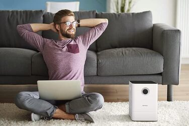 Зволожувач та мийка повітря BONECO W200, 4,5 л, для приміщень до 50 м², дуже тихий (27 дБ), 2 режими, авто-вимкнення, білий