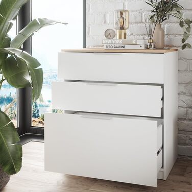 Комод Vicco Betti 80x90 см, білий/сонома, з 3 шухлядами