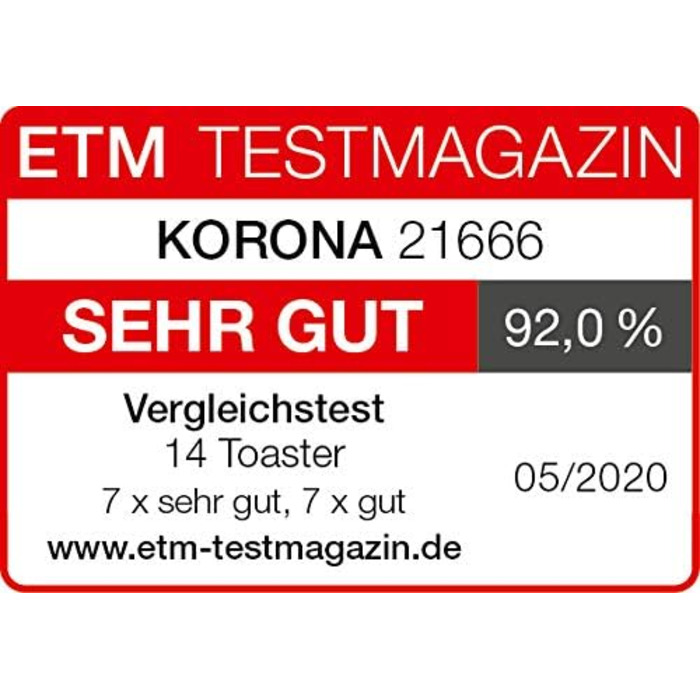 Тостер Korona 21666, 2 скибки, 810 Вт, кремовий, з підставкою для булочок, регулювання ступеня підсмажування, функції розморожування, підігріву, піддон для крихт, центрування хліба