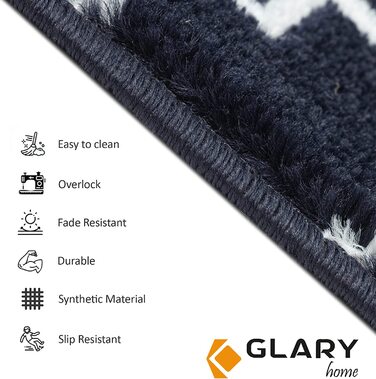 Набір з 15 самоклеючих килимків для сходів Glary Home, 22x71x1,2 см, квадратний візерунок, біло-синій, протиковзкий стелажний килимок