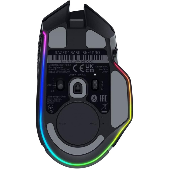 Бездротова ігрова миша Razer Basilisk V3 Pro з оптичним сенсором Focus Pro 30K, колесом HyperScroll та RGB-підсвіткою Chroma, чорна