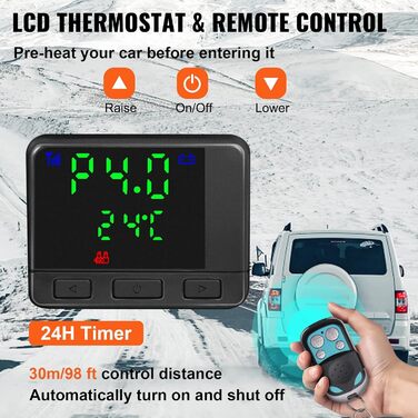 VEVOR 12V дизельний автономний опалювач, 8kW, повітряний опалювач для авто, RV, вантажівки, автобуса з пультом дистанційного керування (LCD, 1 вихідний отвір, червоний)