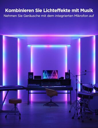Світлодіодна стрічка Govee RGBIC 5м з LED-профілем, сумісна з Alexa та Google Assistant, ігрова LED-шина для спальні, цоколя, меблів, 64 режими