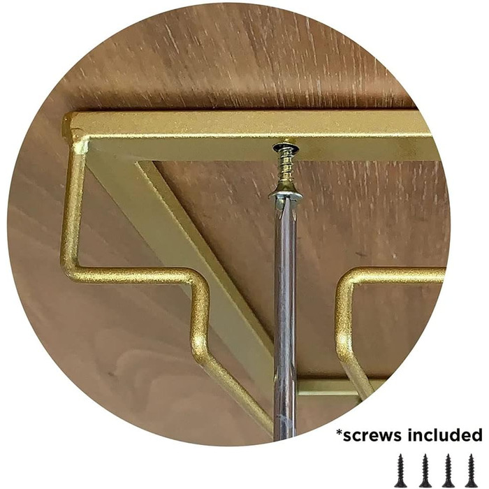 Підвісна золота полиця для винних келихів Bssowe, металевий тримач для келихів, 4-секційний, для дому, ресторану, готелю, бару, 40x22,5 см