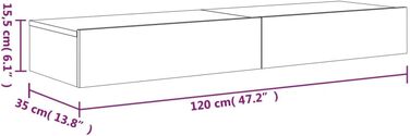 Комплект із 2 ТВ-тумб vidaXL з LED-підсвіткою, навісні, бетонно-сірі, 60x35x15,5 см, місткі меблі для телевізора