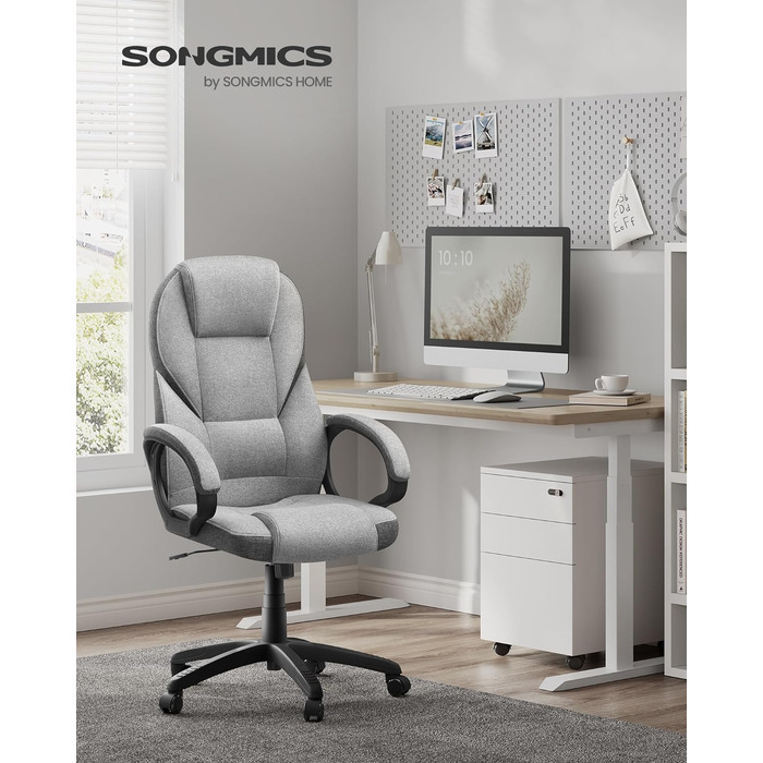 Крісло для геймерів і офісу SONGMICS OBG022G01, голубо-сіре, регульоване, 54x50x(112-122) см