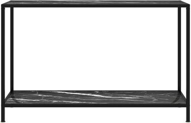 Консольний стіл vidaXL, скляний, 120x35x75 см, чорний і білий, металевий каркас, приліжковий/туалетний/декоративний стіл