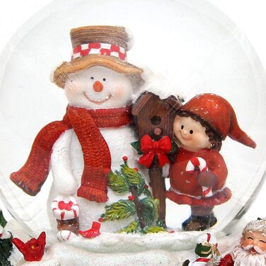Снігова куля Dekohelden24 зі сніговиком і дитиною, музична, мелодія White Christmas, декоративний підставка, 12,5×12×14,5 см, куля Ø 10 см