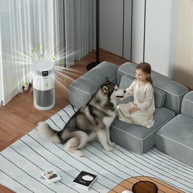 Розумний очищувач повітря з WiFi для власників тварин до 78м², HEPA H13 фільтр, CADR 345м³/год, іонізатор від шерсті, алергенів та запахів