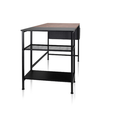 Робочий стіл / письмовий стіл WORKSPACE H I 120 x 60 см з бічною полицею, чорний / коричневий hjh OFFICE