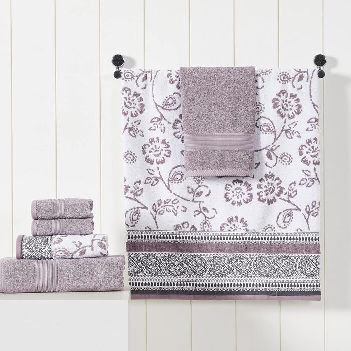 Комплект рушників Modern Threads Ophelia Orchid, 6 шт. — 2 банних, 2 для рук, 2 для обличчя, жакардові, бавовна, фіолетовий колір