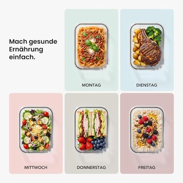 Набір скляних контейнерів для їжі та зберігання продуктів у холодильнику, органайзер для Meal Prep, 10 шт, рожевий та зелений