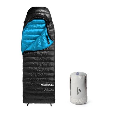 Ультралегкий спальний мішок Naturehike CW400 RDS пуховий, чотирьохсезонний для кемпінгу та подорожей, чорний (6°C, розмір M)