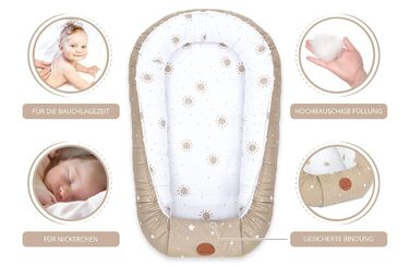 Дитяче кокон-гніздечко Babynest 90x50 см, ручна робота, бавовна, сонячний дизайн