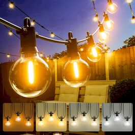 Льотна гірлянда Kawaya 10 метрів, LED, для вулиці, з 15+1 лампочками, IP65, вологостійка, тепле світло, для балкона, тераси, саду, вечірки, вологостійка
