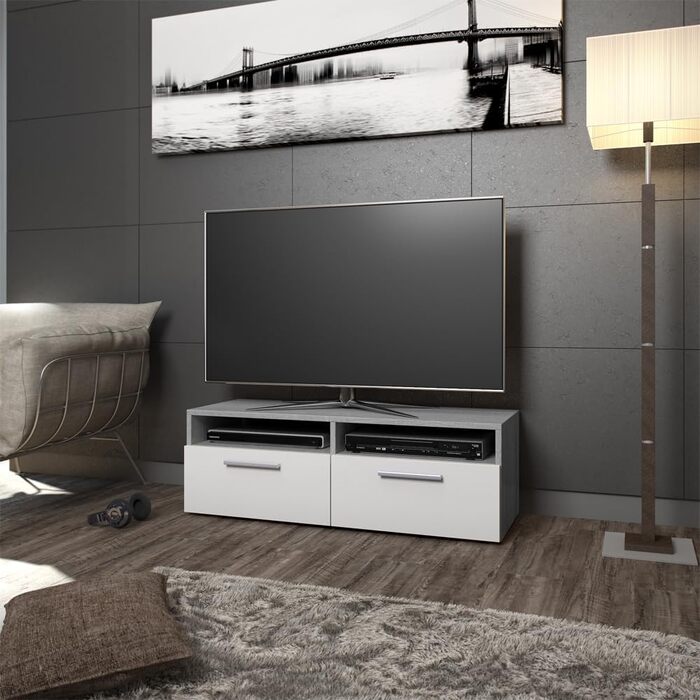 Тумба під телевізор Vicco Diego, біла/бетон, 95x38 см