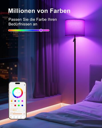 Світлодіодна торшер DUSKTEC RGB для вітальні, смарт-лампа з димером, керування через APP, тепле та холодне біле світло, 10W, 1200LM, регульована висота