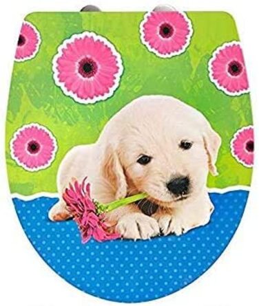 Дитяча кришка для унітазу ADOB Puppy з м'яким закриванням, знімна, дизайн цуценя