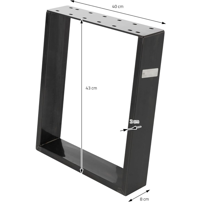 Комплект з 2-х металевих ніжок для столу ML-Design, 80° нахил, 40x43 см, індустріальний стиль, сталеві підставки для меблів, ніжки для лавки