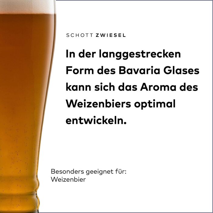 Пивні келихи SCHOTT ZWIESEL Bavaria для пшеничного пива, 0,5 л, набір 4 шт., тритан-кристал, німецьке виробництво, підходять для миття в посудомийній машині