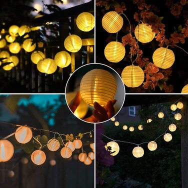 Сонячна гірлянда Lezonic з ліхтариками, 8 м, 30 LED, водонепроникна, 8 режимів, для вулиці, саду, балкона, весілля, Різдва, декор, тепле біле світло