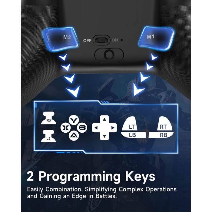 Бездротовий ігровий контролер EasySMX X15 для PC, Switch, Android, iOS з Hall-ефект джойстиками та тригерами, RGB підсвічуванням, чорний