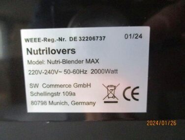 Потужний блендер NUTRI-BLENDER MAX 2000Вт для смузі, професійний стаціонарний міксер 2л Tritan, BPA-free, 9 швидкостей, цифровий таймер, з рецептурником