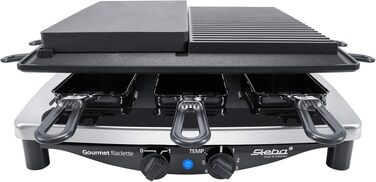 Мультигриль 3в1 Steba RC 4 plus deluxe: раклет, гриль та гарячий камінь, 1.5 кВт, нержавіюча сталь/чорний