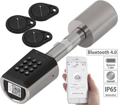 VisorTech електронний дверний циліндр-замок із Bluetooth, додатком та IP65, смарт-ключ, транспондер