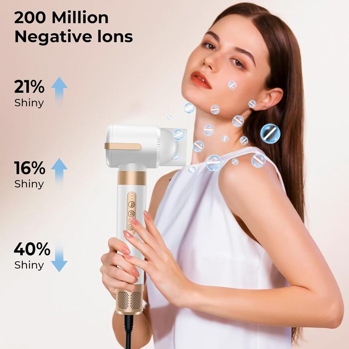 Mogawave Airstyler Pro 1000W – 5-в-1 Фен-щітка, Стайлер для волосся з негативними іонами (біло-сірий)