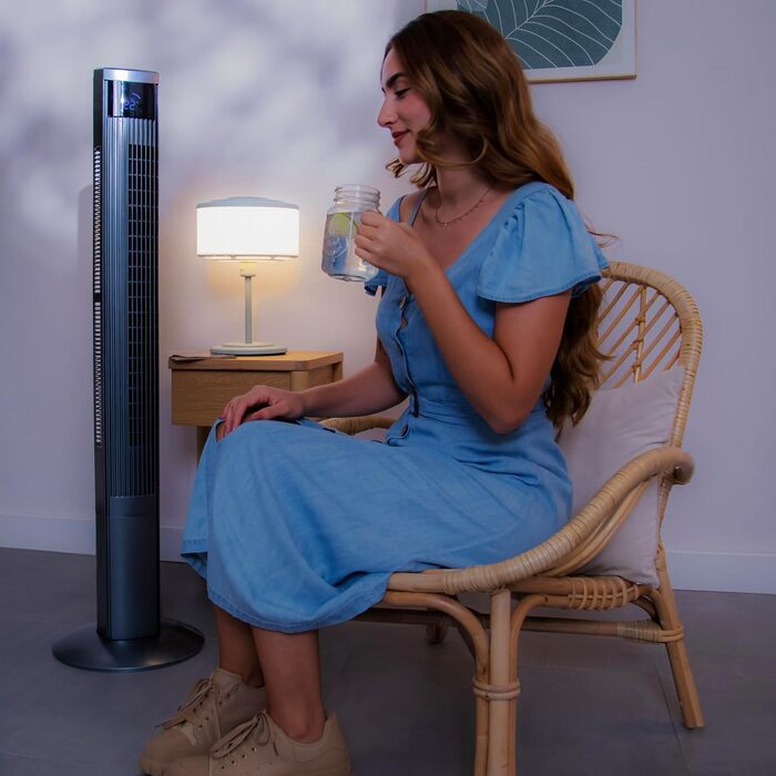 Вентилятор вежний Cecotec EnergySilence 9090 Skyline Ionic 119 см, 45 Вт, з іонізатором, LED сенсорним екраном, пультом ДУ, 3 режими, таймер 12 год, коливання 70°, сірий