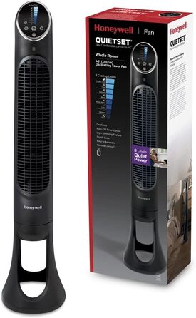 Вентилятор Honeywell QuietSet Tower HYF290, 8 швидкостей, 80° осциляція, таймер, дистанційне керування, димування